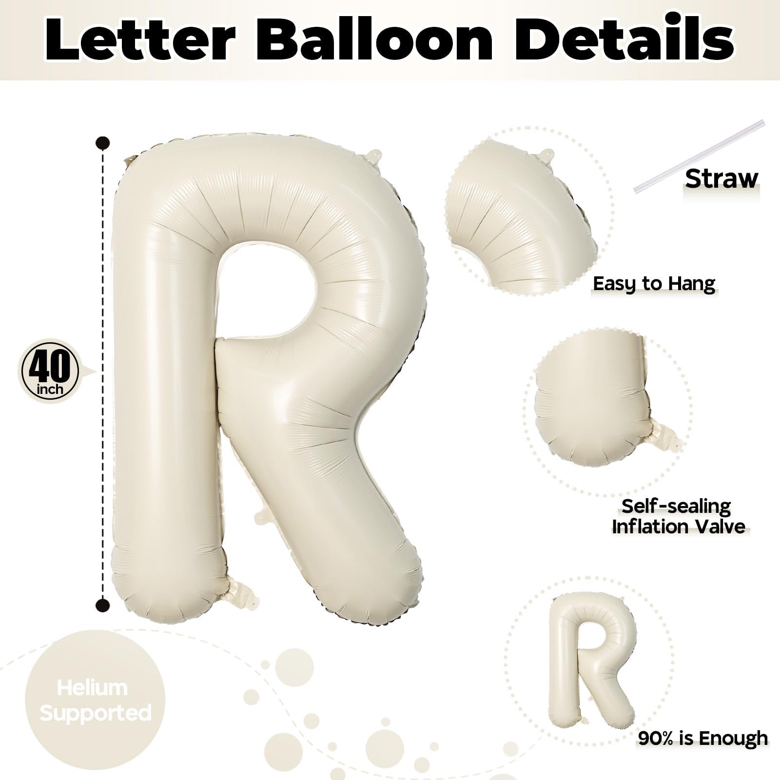 40 Inch Beige BRIDE Balloons Bachelorette for Bridal Shower, Cream White Sand Bride Mylar Foil Banner Letter Sign, Bridal Balloon Banner for Wedding Engagement Bride To Be Party Favors Decorations