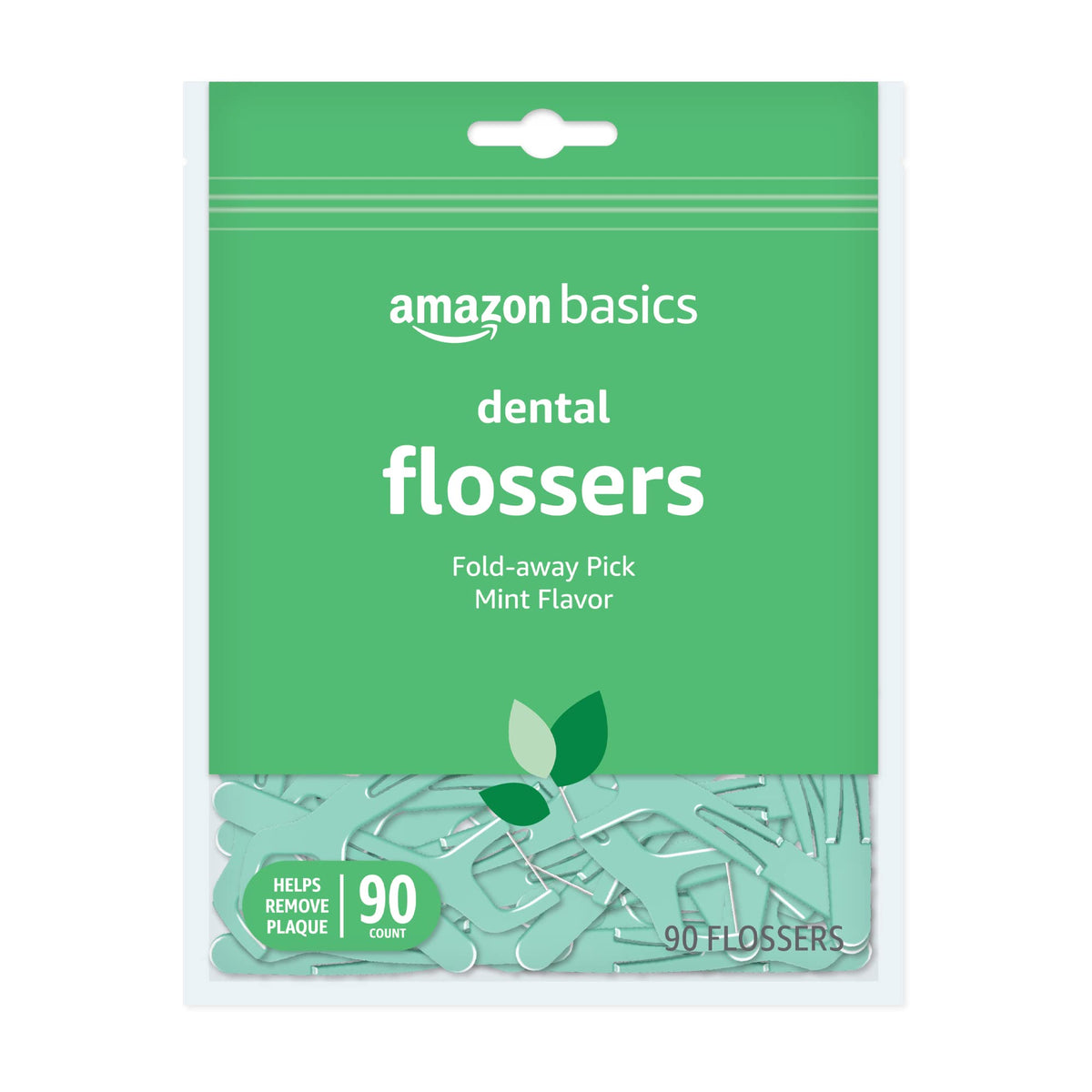 Basics Mint Dental Flossers, 90 Count, 1 Pack (Previously Solimo)