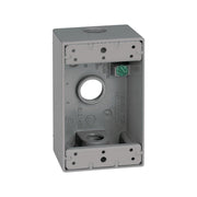 SIGMA ENGINEERED SOLUTIONS 14250 Metal Electrical Outlet Box, Weatherproof, Easy Mount Plug and Receptacle Protector, Gray, (3) 1/2-Inch Holes, 1 Gang Box
