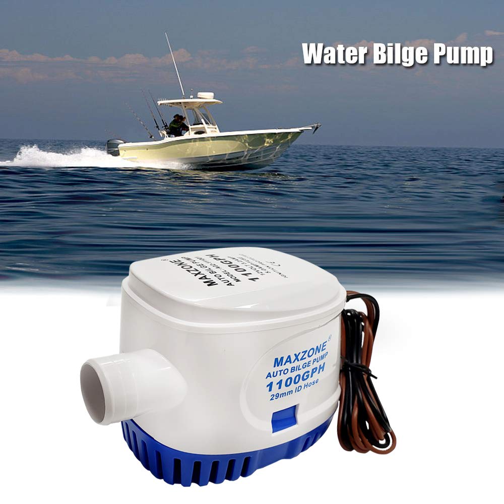Automatic Submersible Boat Bilge Water Pump 12v 1100gph Auto with Float Switch, 1-1/8" Outlet, Compact Marine Boat Yacht