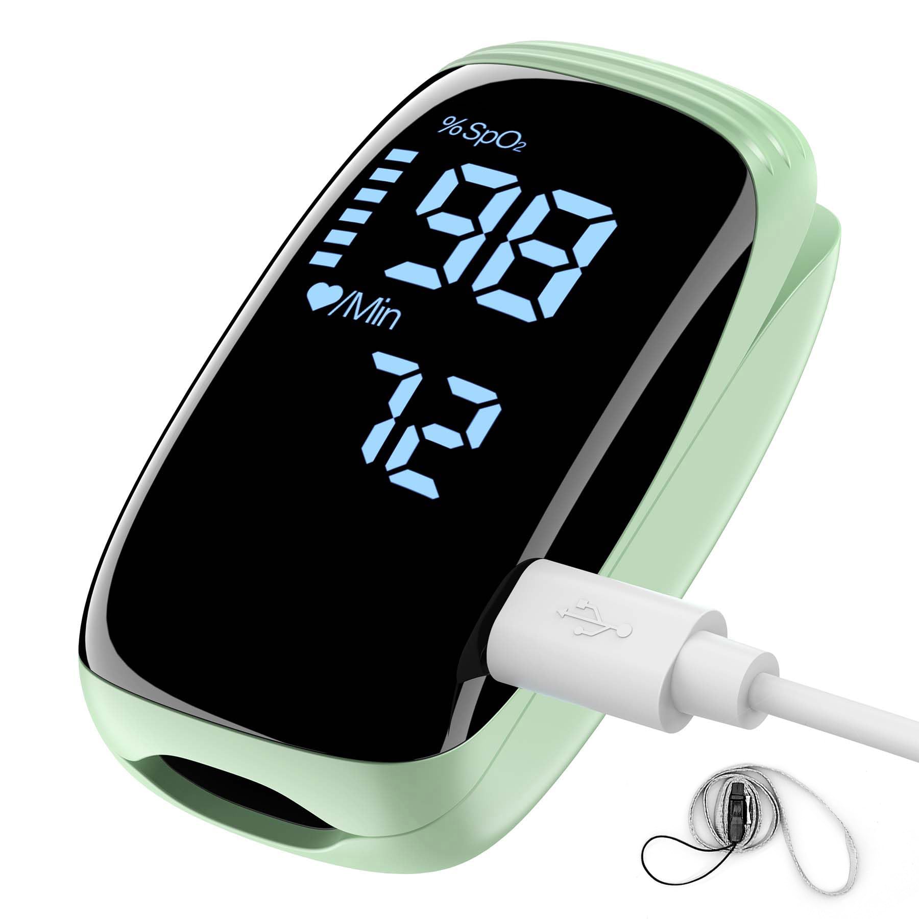 Finger Pulse Oximeter, Fingertip Blood Oxygen Saturation with Pulse Monitor Rechargeable, Accurate Spo2 Reading for Home, Outdoor Sports,Green