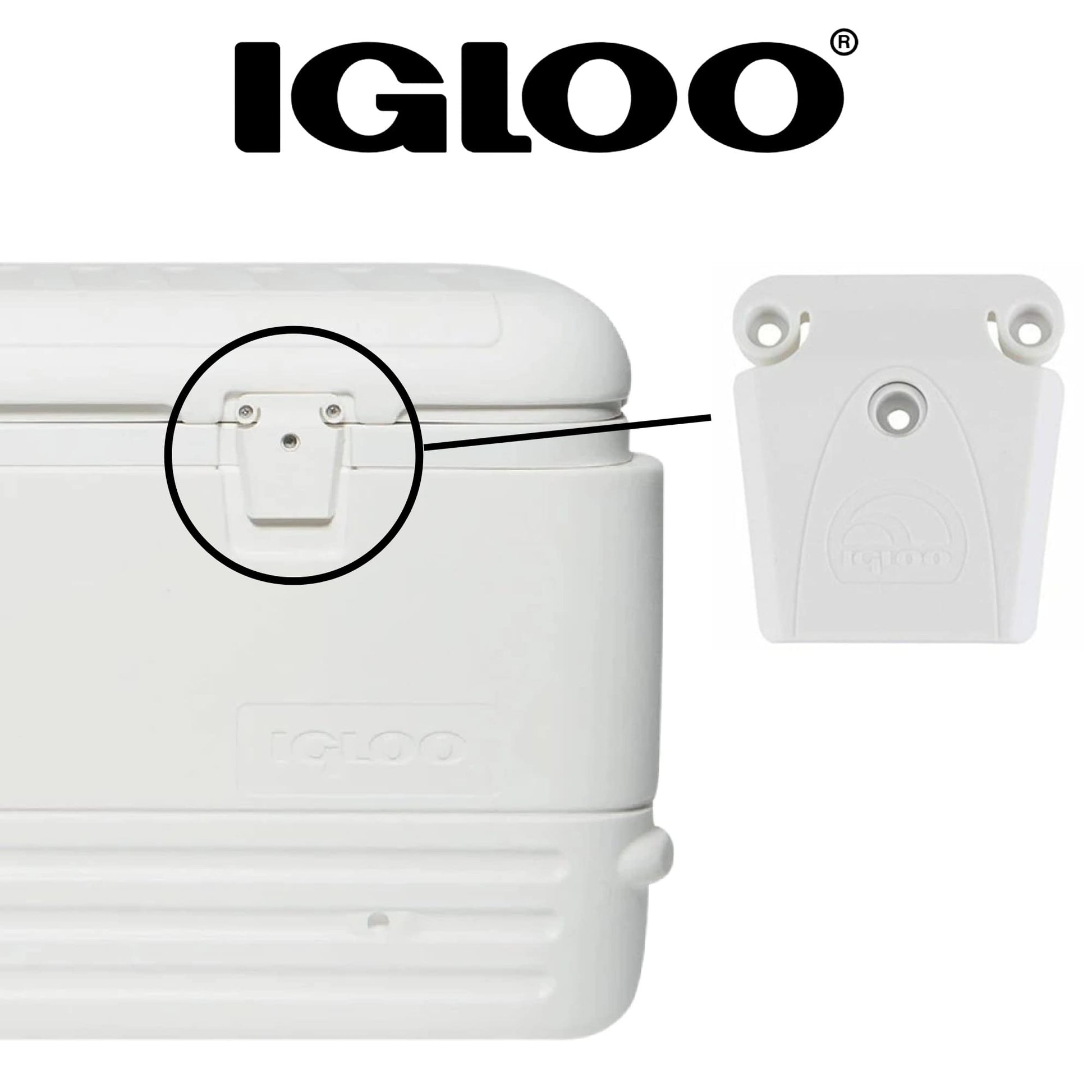 Igloo Cooler Plastic Parts Kit - Made in The USA - 2 Latches, 3 Hinges, Latch Post & Screws