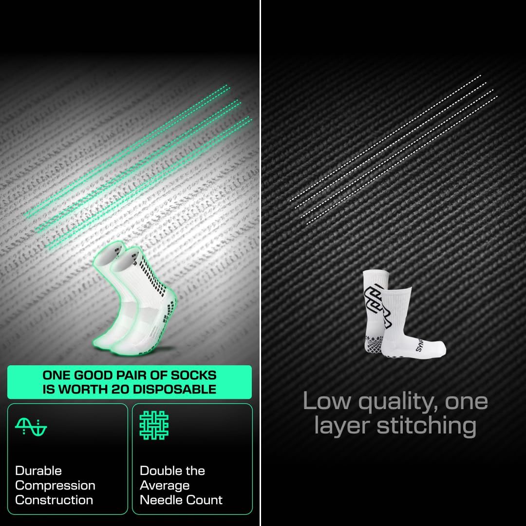 Lux Dual Grip Socks - Soccer Grip Socks for Men and Women. GripArray™ Engineered Performance & Comfort - Anti-Slip Grip Socks for Soccer