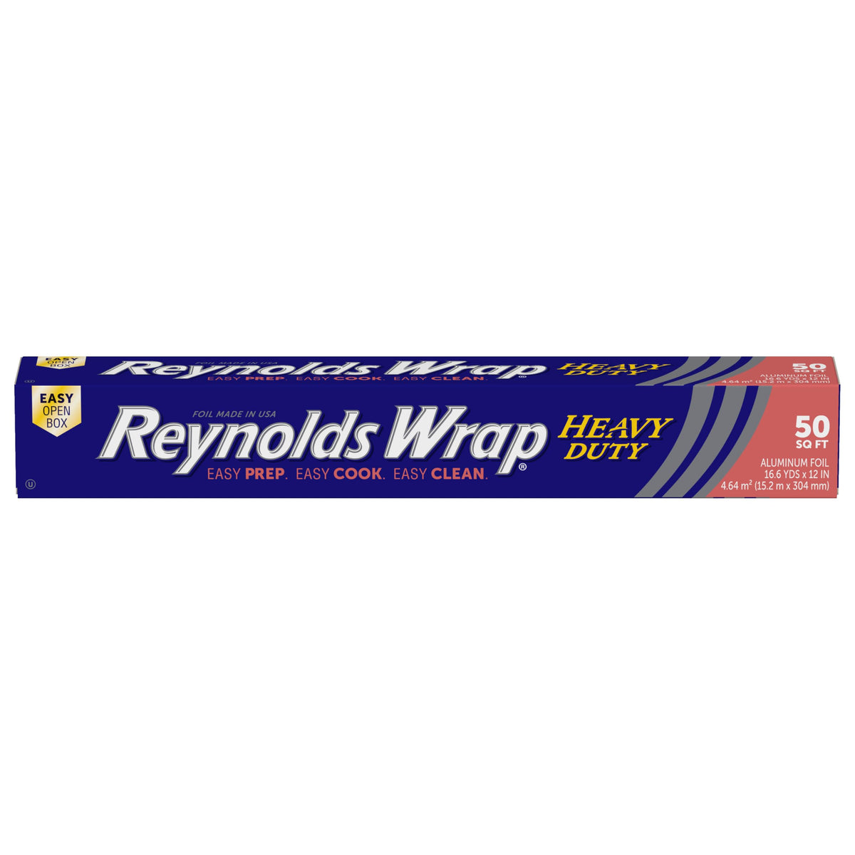 Reynolds Wrap Extra Starke Aluminiumfolie, Dicke Schwerlastfolie für zusätzliche Festigkeit und Haltbarkeit, Sicherer, leicht zu öffnender und zu schließender Verschluss, 30,5 cm breit, 4,64 m²