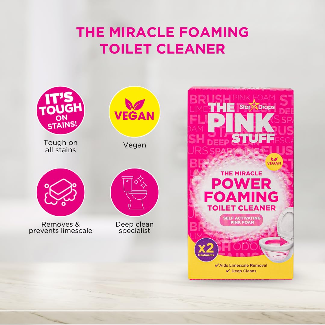 Stardrops - The Pink Stuff - The Miracle Power Foaming Toilettenreiniger - 2 Anwendungen - Selbstaktivierender Rosa Schaum Packung mit 1 (200 g)