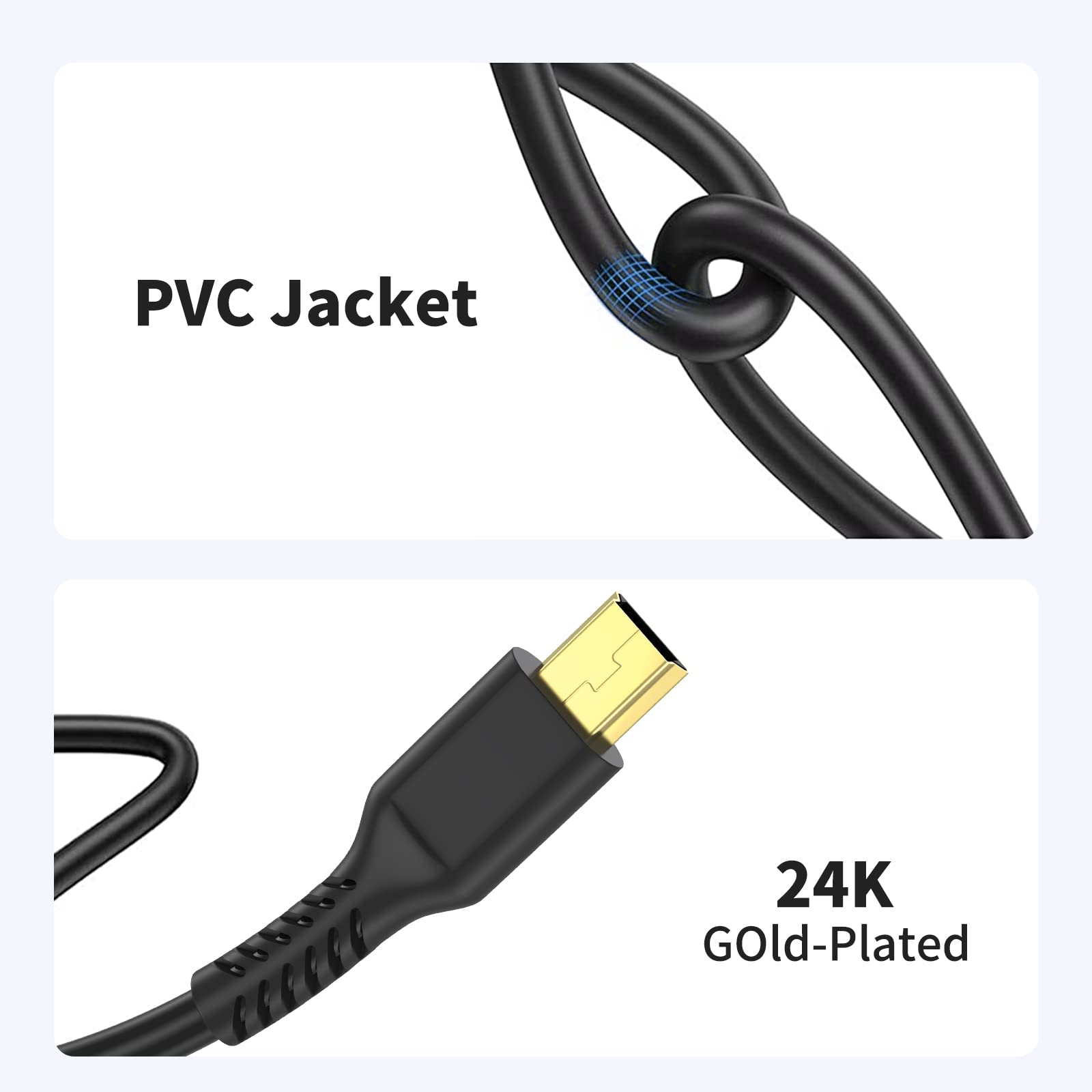 3ft Mini USB Cable, Standard USB 2.0 to Mini B Male Charger Cord Durable USB Mini to USB Charging Cable Compatible with PS3 Controller, MP3 Player, Camera, Dash Cam, Garmin GPS, Hero 3+(Black)