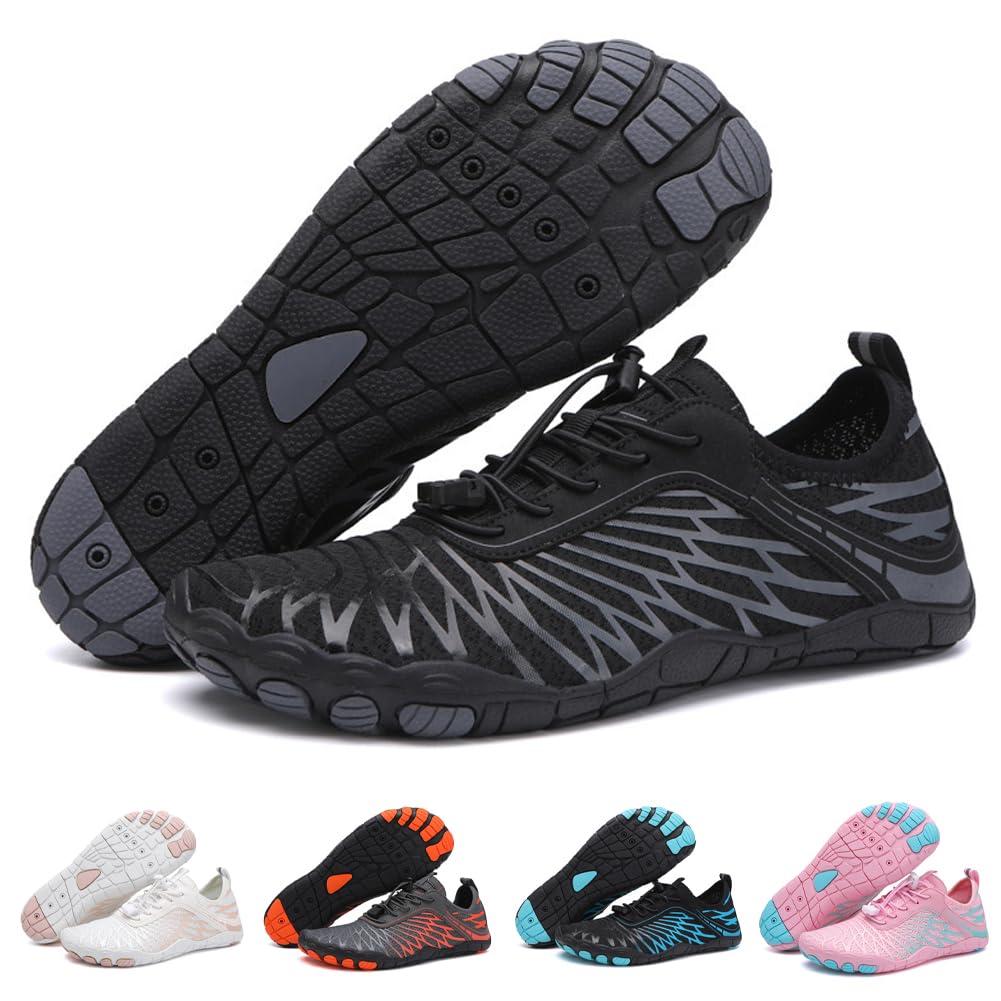 Hike Barefoot Shoes Womens Men Footwear,Pro-Healthy&Non-Slip Water Shoe for Women Men, Wide Toe Running Shoes Boots Sneakers Unisex Black