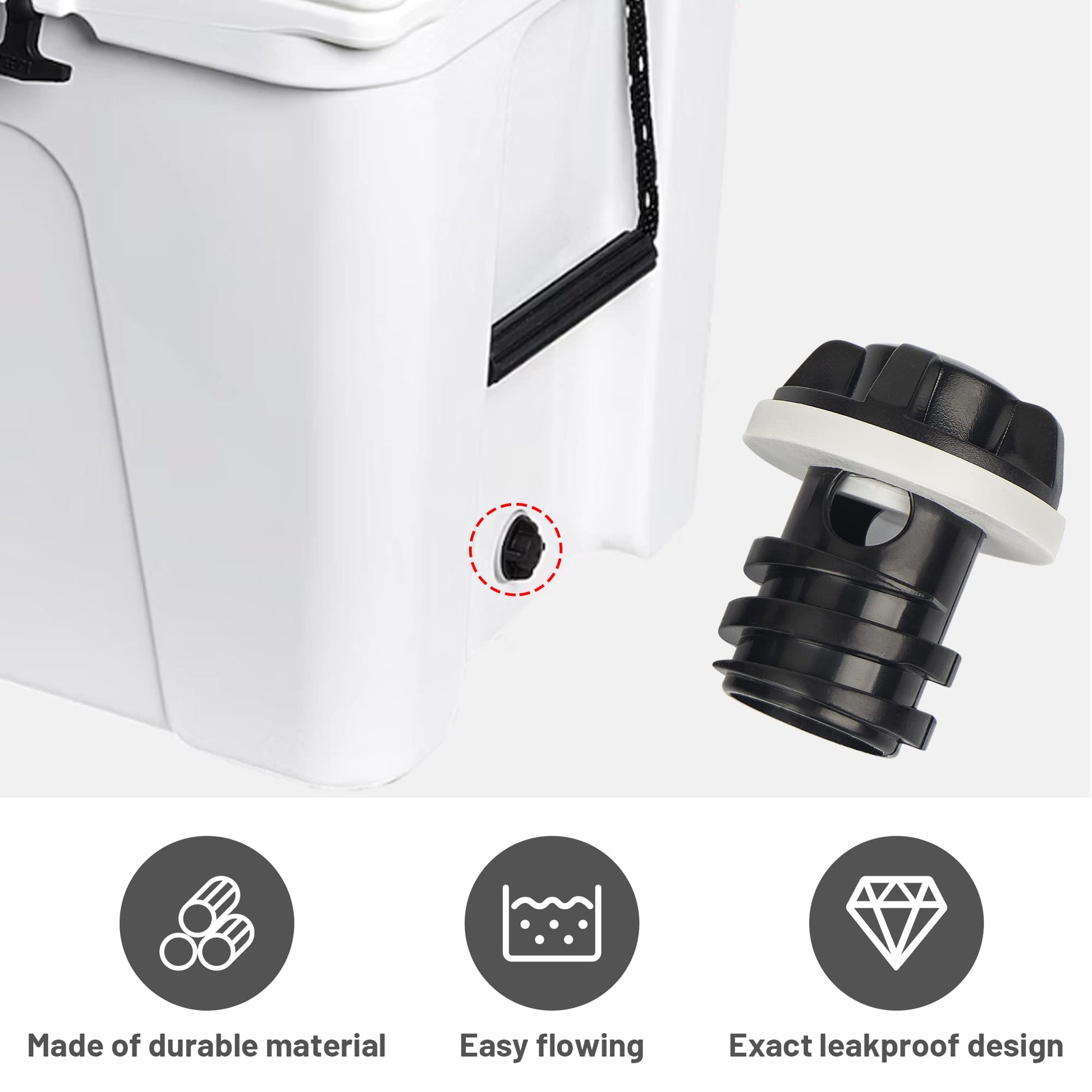 Cooler Drain Plug, 2 Pack Replacement, Compatible with Yeti Roadie, Tundra, and Tank Coolers and Fit for RTIC Coolers