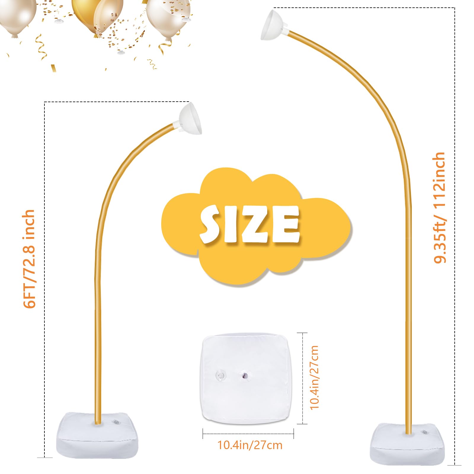 AerWo Balloon Arch Kit 9.35FT & 6FT, Free Bending Half Balloon Arch Stand with Base, Floor Gold Balloon Arch Frame Backdrop for Wedding Birthday Party Baby Shower Yard Lawn Home Halloween Decorations