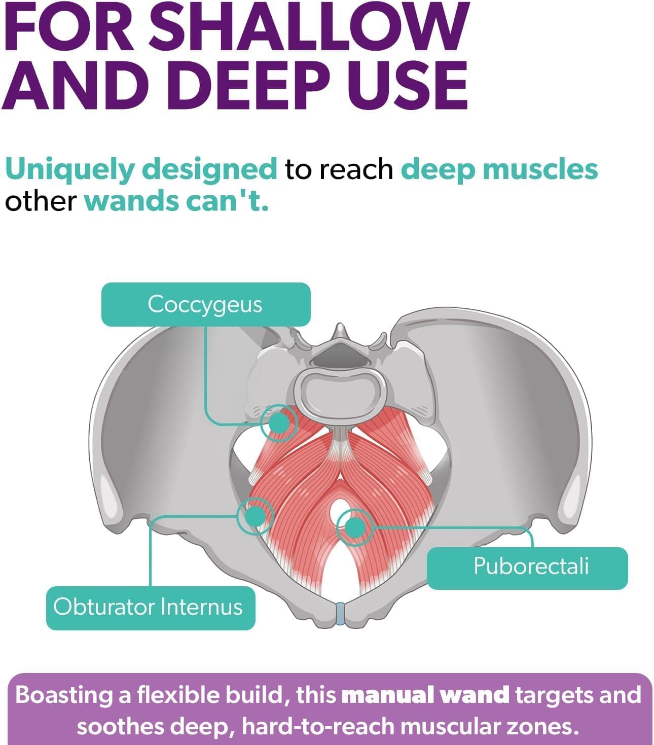 Intimate Rose Pelvic Wand, Pelvic Floor Muscle Trigger Point Massager, Perineal Massage Tool for Pelvic Physical Therapy & Pain Relief, BPA-Free, Latex-Free, Standard (Non-Vibration)