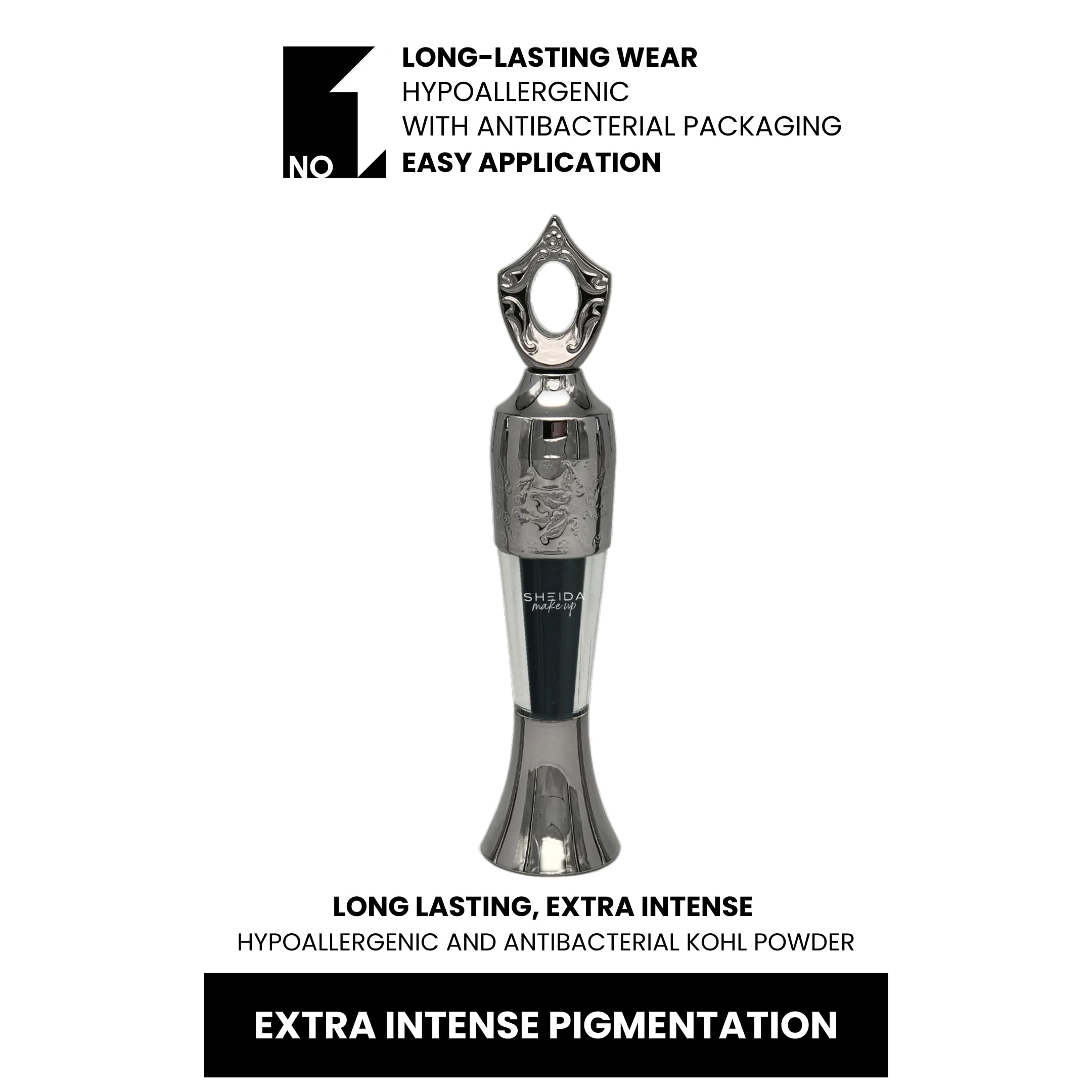 Sheida Natural Kohl Powder – Long-Lasting Traditional Eyeliner - Mineral-Rich Formula for Intense Color and Eye Care - Black 2 gr