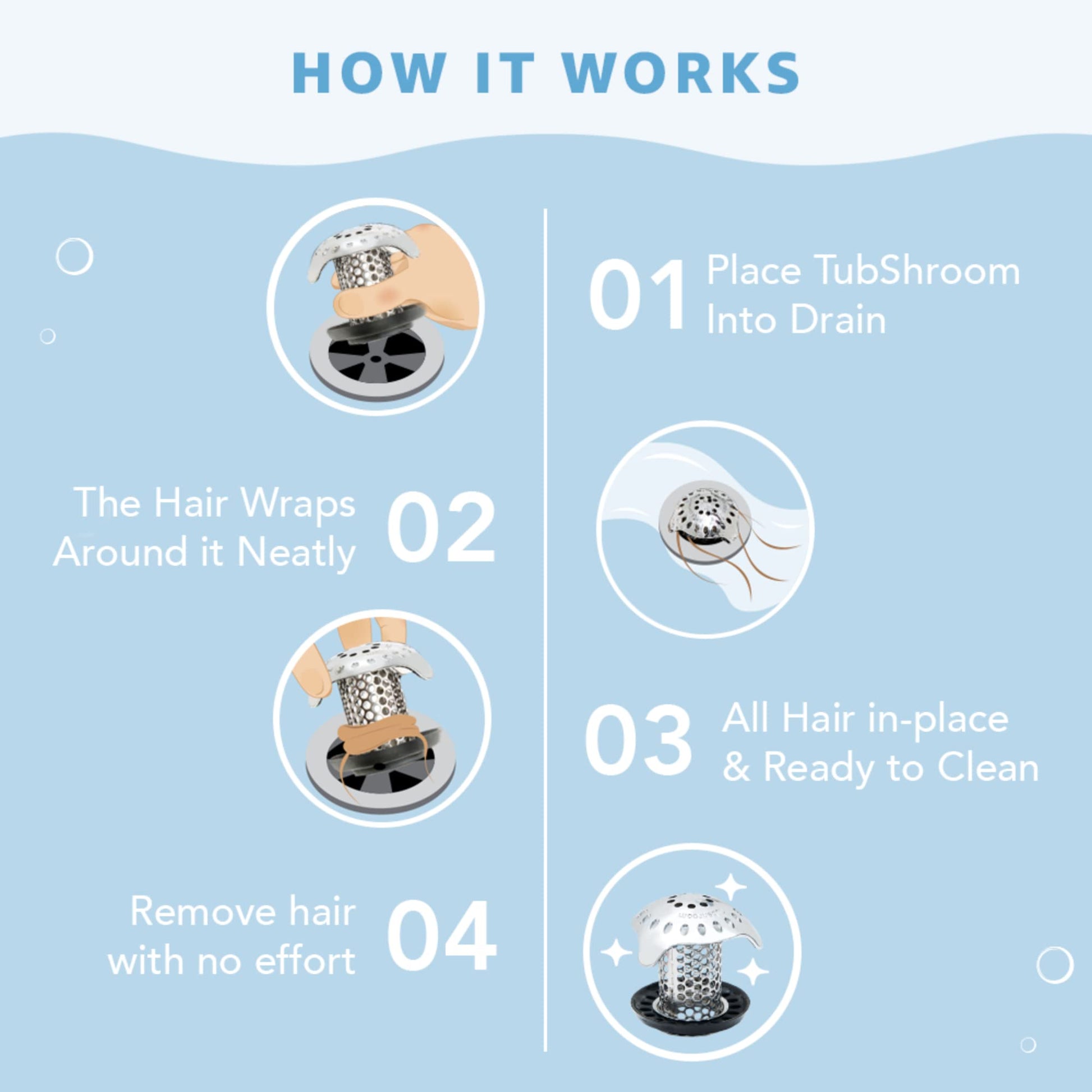 TubShroom Ultra Revolutionary Bath Tub Drain Protector Hair Catcher/Strainer/Snare, Stainless Steel, Stainless Combo
