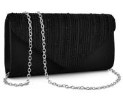 TINDTOP Evening Clutch Purses for Women Handbags for Formal Wedding Party Cocktail Prom Crossbody Shoulder Envelope Bag (A-Black)