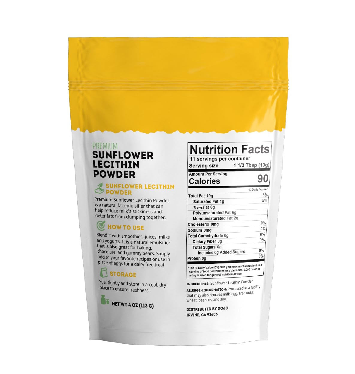 Kate Naturals Sunflower Lecithin Powder for Baking Bread, Gummies, Cooking. Substitute for Soy Lecithin Powder (4 oz, Non-GMO)