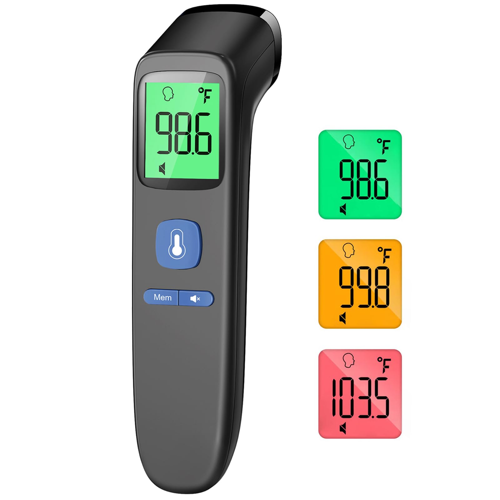 ANMEATE No-Touch Forehead Thermometer for Adults, Infrared Digital Thermometer for Kids, Touchless Baby Thermometer, Accurate Reading with Large Display, Mute Mode, Memory Recall, Fever Alarm