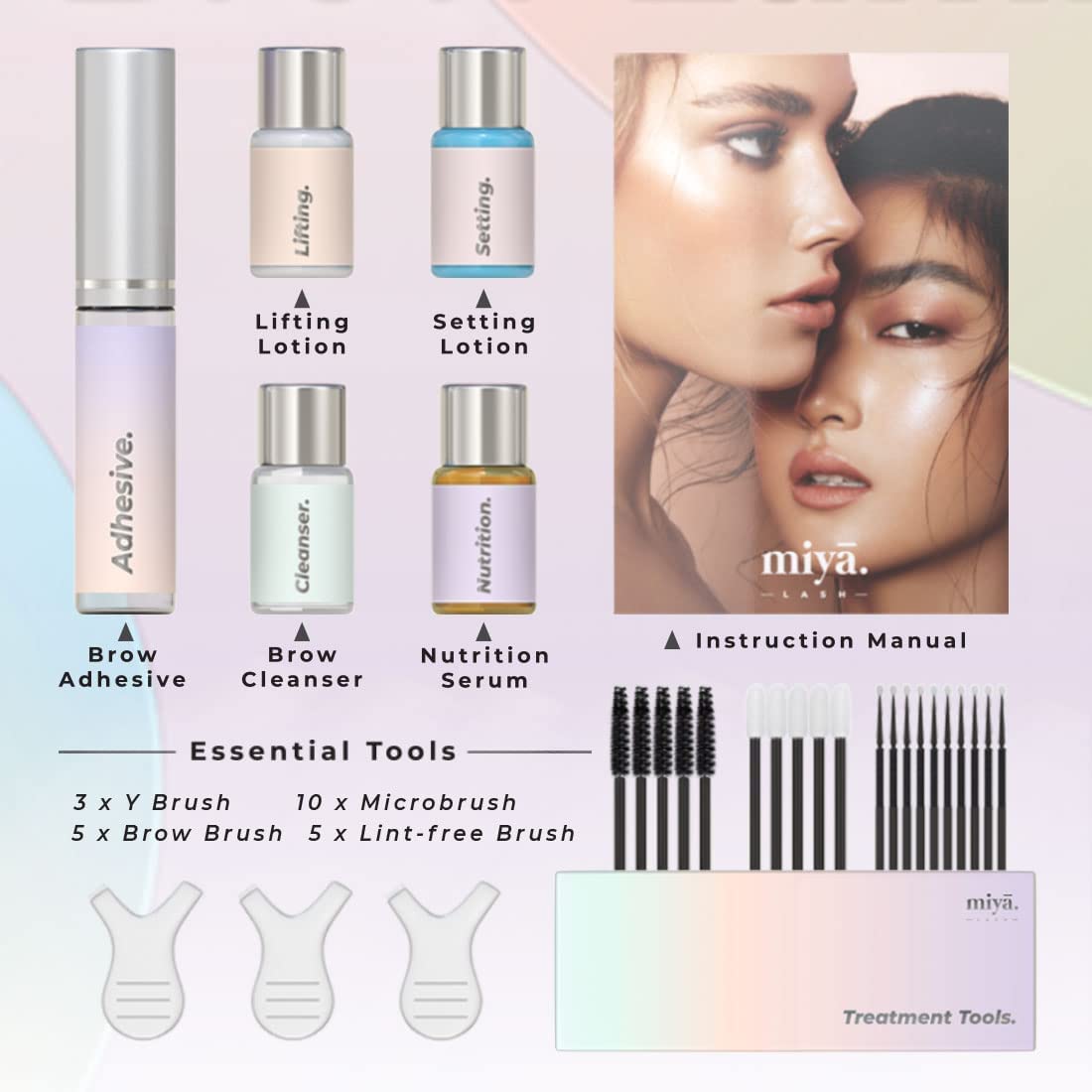 MIYA LASH Brow Lamination Kit | Professional Eyebrow Lamination with Keratin | DIY Brow Lift Kit | Fuller, Thicker Brows for 6 weeks | Includes Easy to Use Instruction, Treatment Tools & Brushes