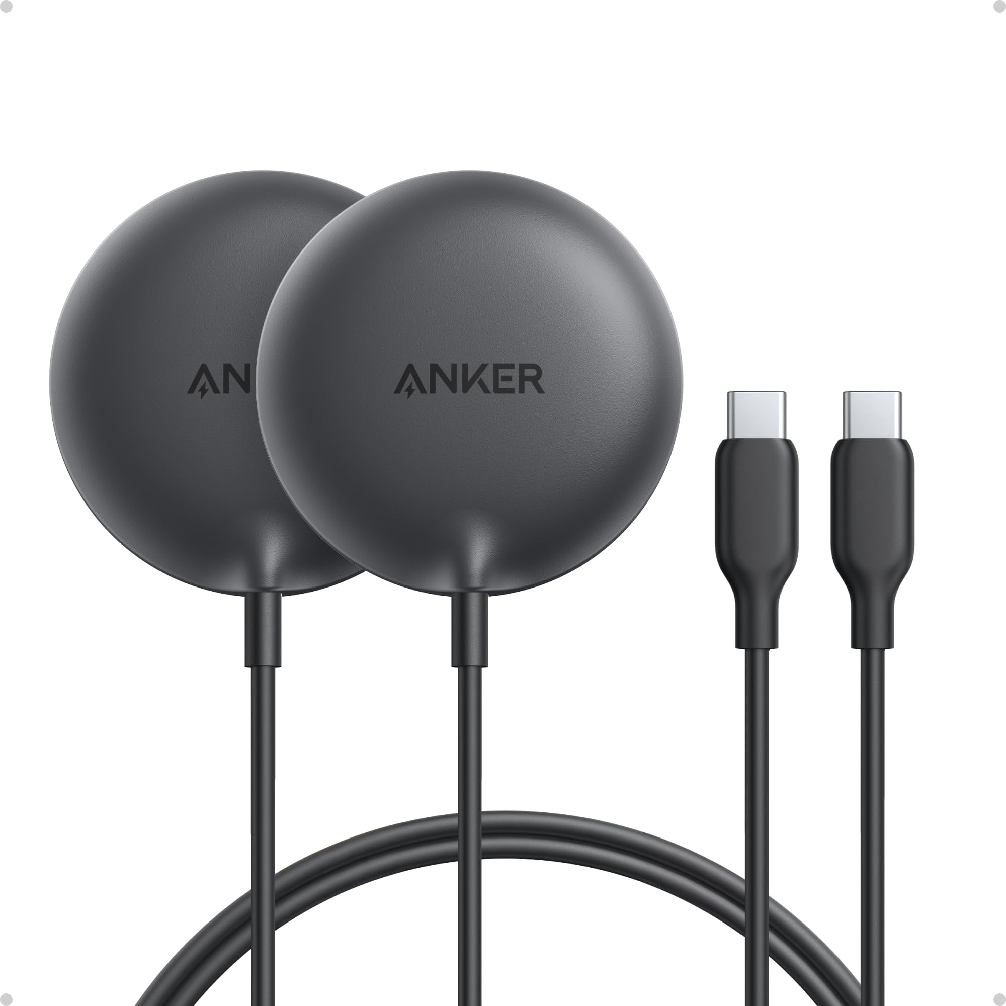 Anker Zolo Magnetic Wireless Charger, 2-Pack Qi2 Certified 15W MagSafe-Compatible Wireless Charging Pad, for iPhone 16/15/14/13 Series, AirPods, and More (Not for Pixel, Adapter Not Included)
