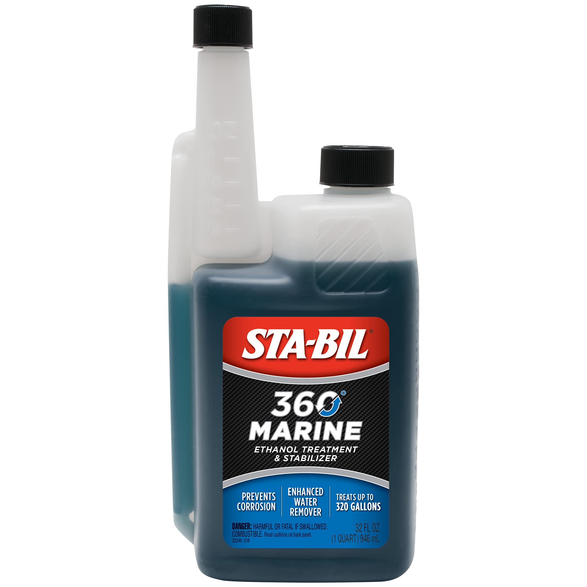 STA-BIL 360 Marine Ethanol Treatment & Fuel Stabilizer - Prevents Rust and Corrosion, Helps Clean Fuel System For Improved In-Season Performance, Treats Up To 320 Gallons, 32oz (22240) , Blue
