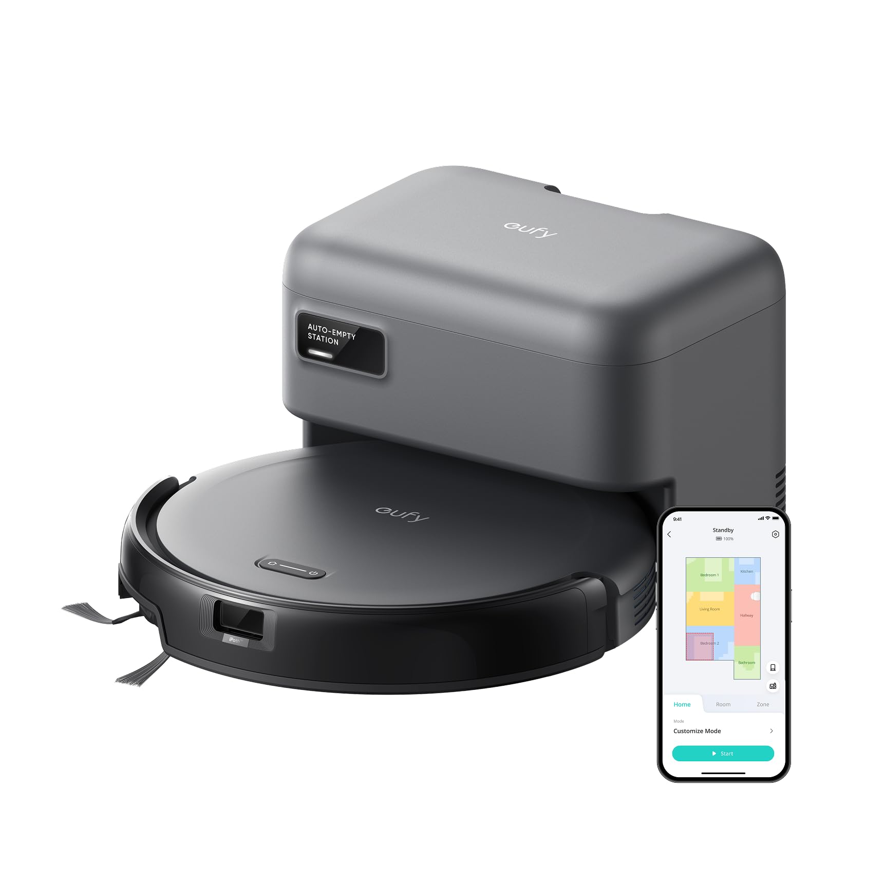 مكنسة eufy C10 الروبوتية ذاتية التفريغ، 8 أسابيع دون استخدام اليدين، رسم خرائط ذكي متقدم بتقنية LiDAR، تصميم نحيف 2.85 بوصة، شفط قوي، فرشاة توسيع الحواف لشعر الحيوانات الأليفة