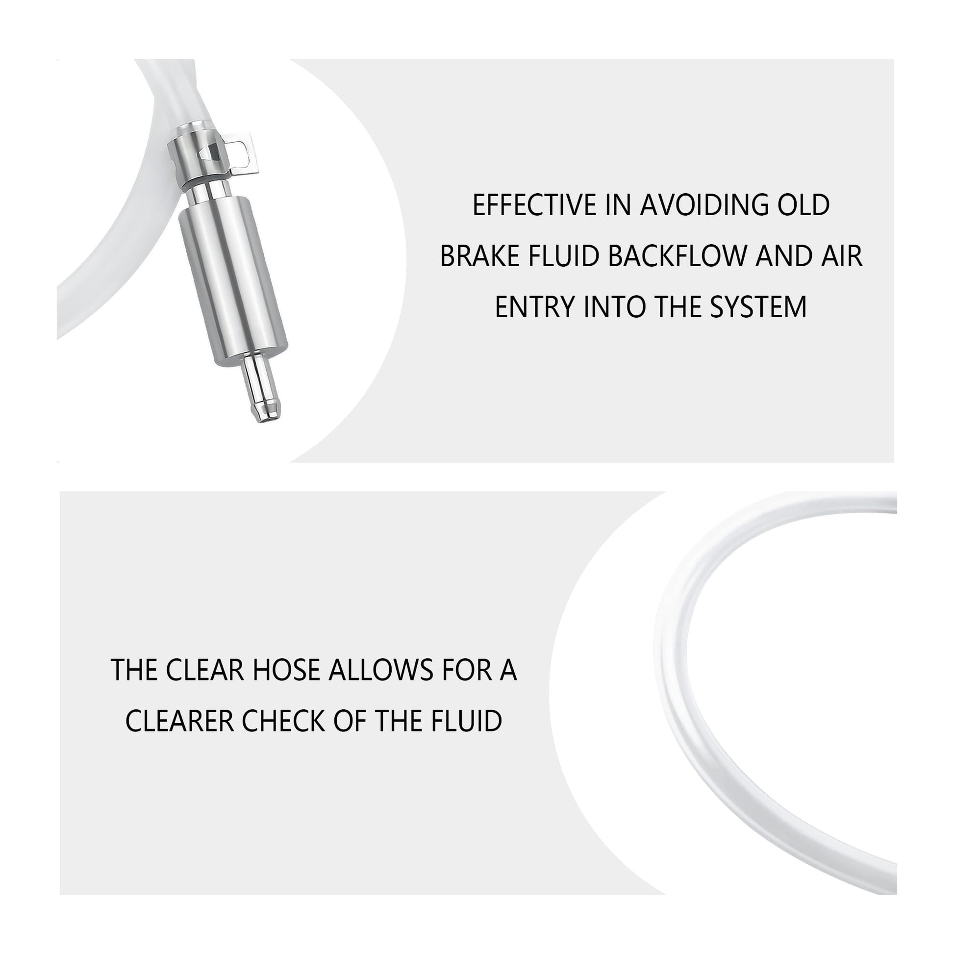IHOTDER Car Brake Bleeder Hose with One Way Check Valve,Durable Brake Fluid Bleeder Hoses Replacement,Universal Brake Bleeder Tool Car Accessories for Car Motorbike Bike (1 Set)