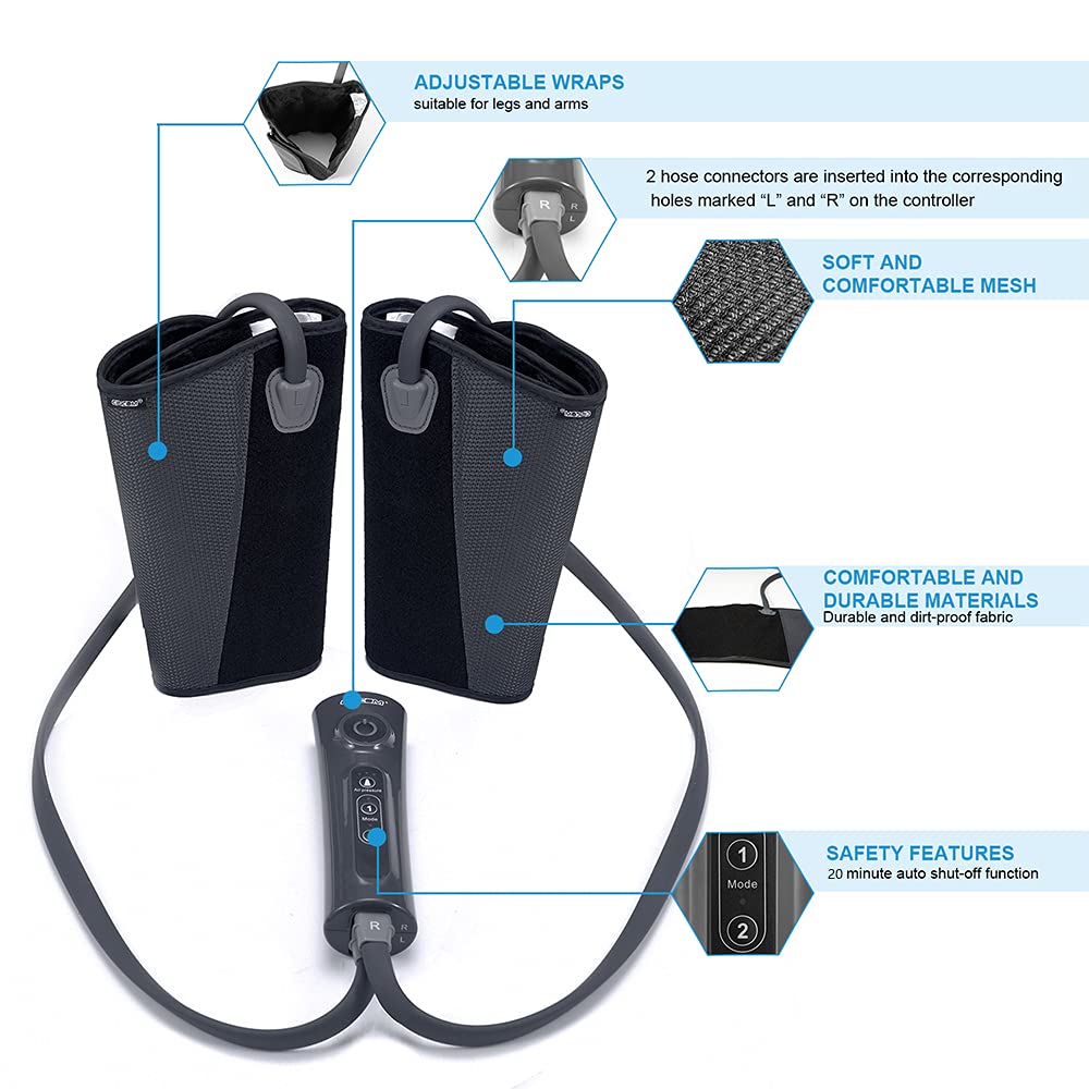 CINCOM Leg Massager for Circulation and Pain Relief, Air Compression Calf Massager with 2 Modes 3 Intensities Helpful for RLS Edema and Muscles Relaxation Gifts