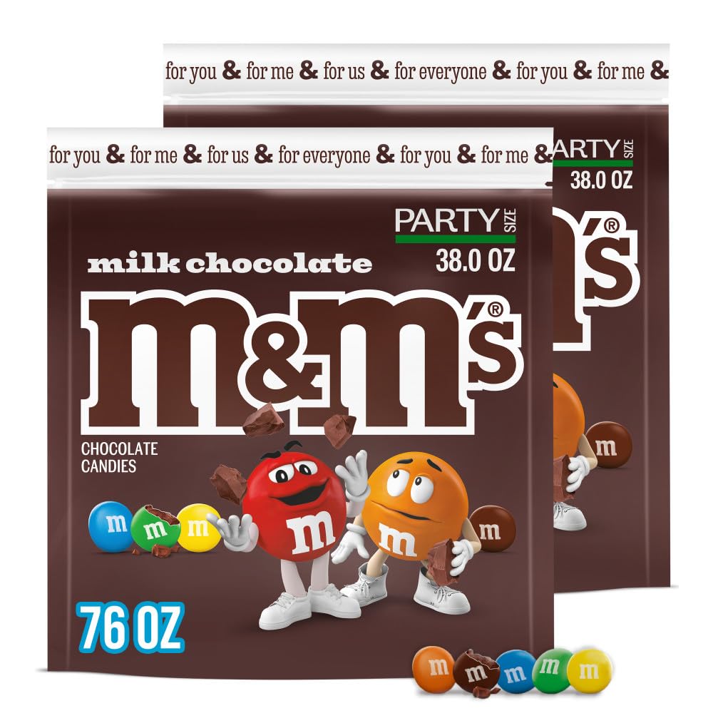 M&M'S Milchschokolade Bonbons, Partygröße, 1077 g Beutel (2er-Pack)