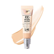 IT Cosmetics CC+ Nude Glow (Light Medium) - Medium Coverage Foundation with SPF 40 & Brightening Glow Serum, Lightweight Skin Tint, 2% Niacinamide + Hyaluronic Acid, Up to 24H Hydration - 1.08 fl oz
