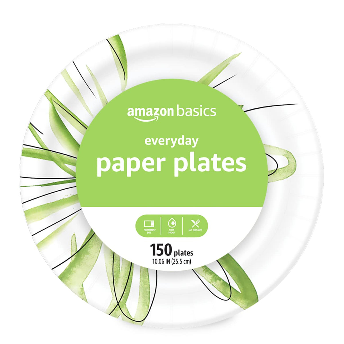 Basics Everyday Paper Plates, 10 Inch, Disposable, 150 Count