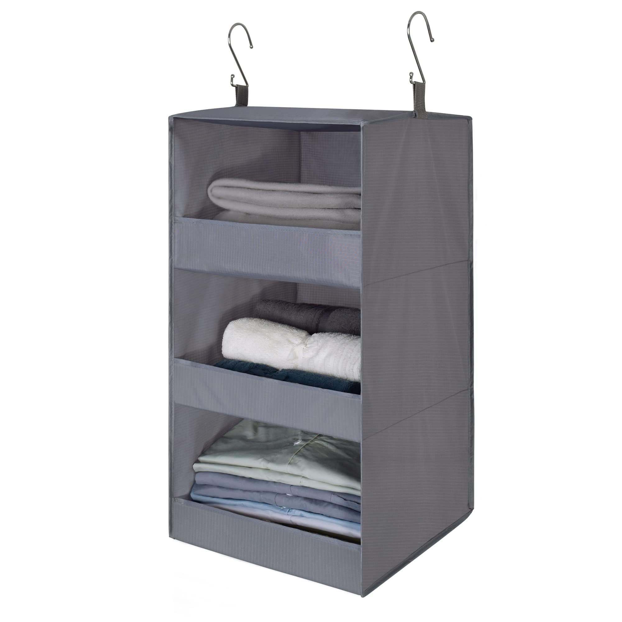 GRANNY SAYS 3-Shelf Hanging Closet Organizer and Storage, Collapsible Hanging Closet Shelves, Hanging Organizer for Closet & RV, Gray, 29 1/2" H X 12" W X 12" D, 1-Pack