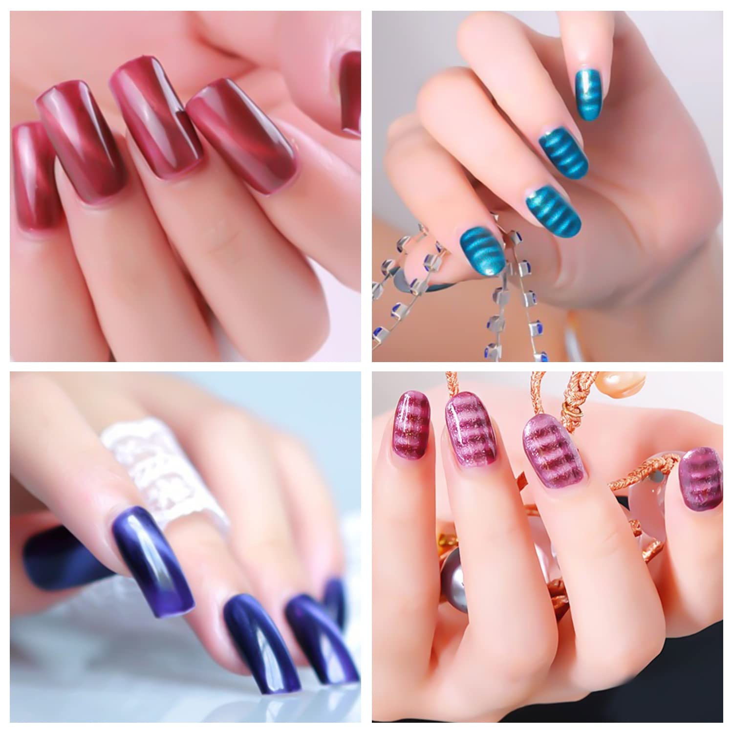 SILPECWEE 15Pcs Nail Magnet Set Cat Eye Gel Nail Polish Magnet Wand Magnetic Nail Polish Cat Eye Magnet for Nails Cat Eye Magnets Sticks Nail Design Tools Nail Art