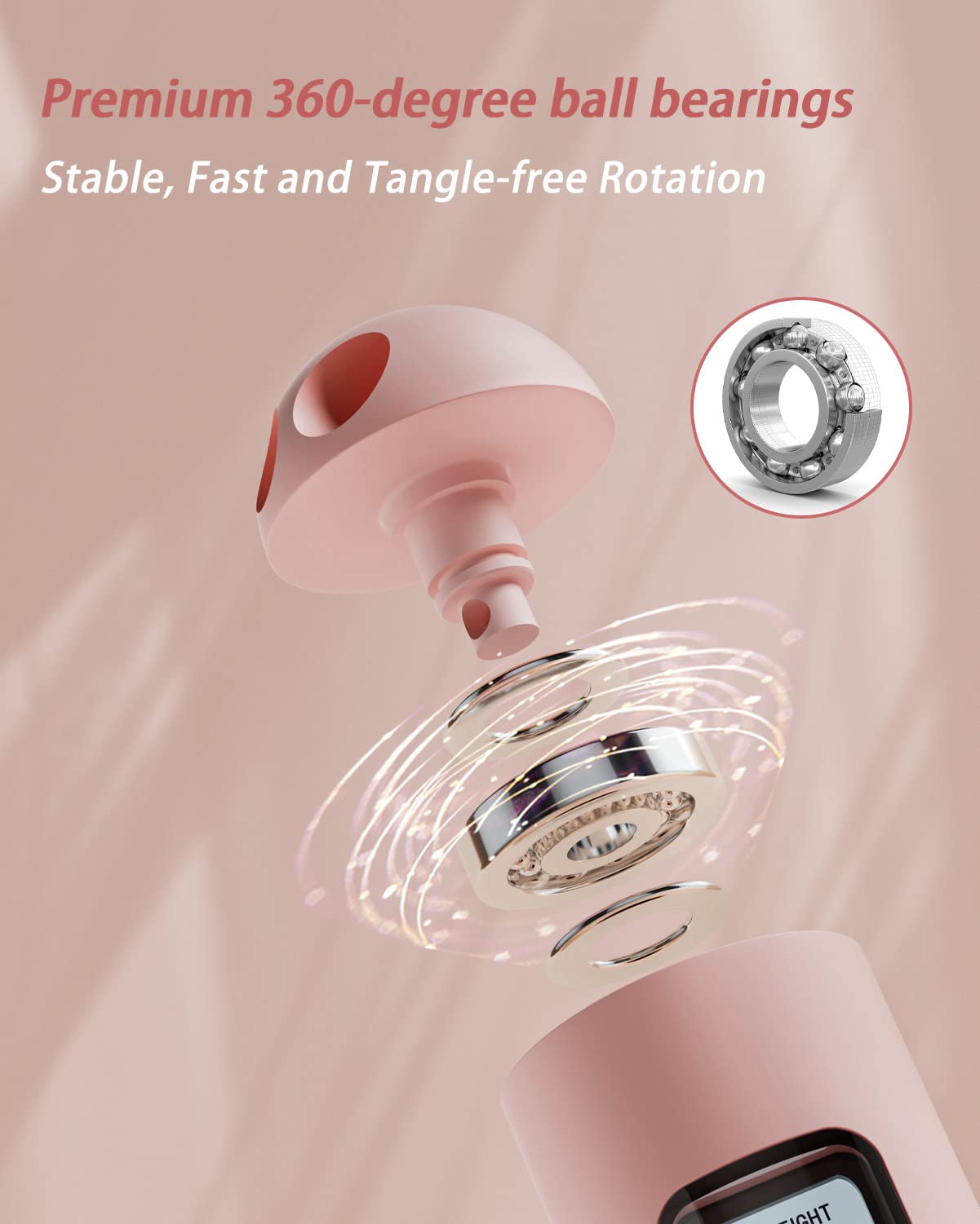 YOTTOY Cordless Jump Rope with Counter - Ropeless Jump Rope 2 In 1 with Large Cordless Ball-Weighted for Women with LCD Display (Pink)
