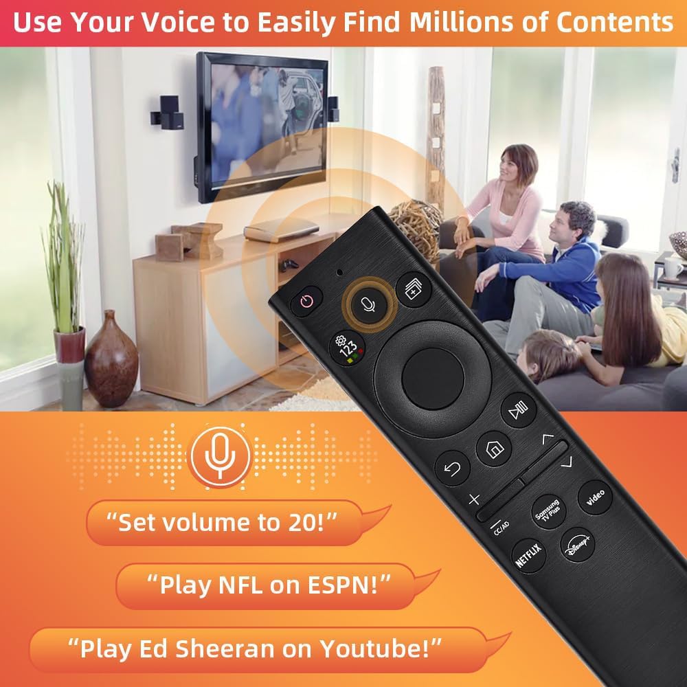 Replacement for Samsung TV Remote, for All 2019-2025 Samsung Remote Control for Smart TV with Voice Control. No Solarcell. 2-Year Warranty.