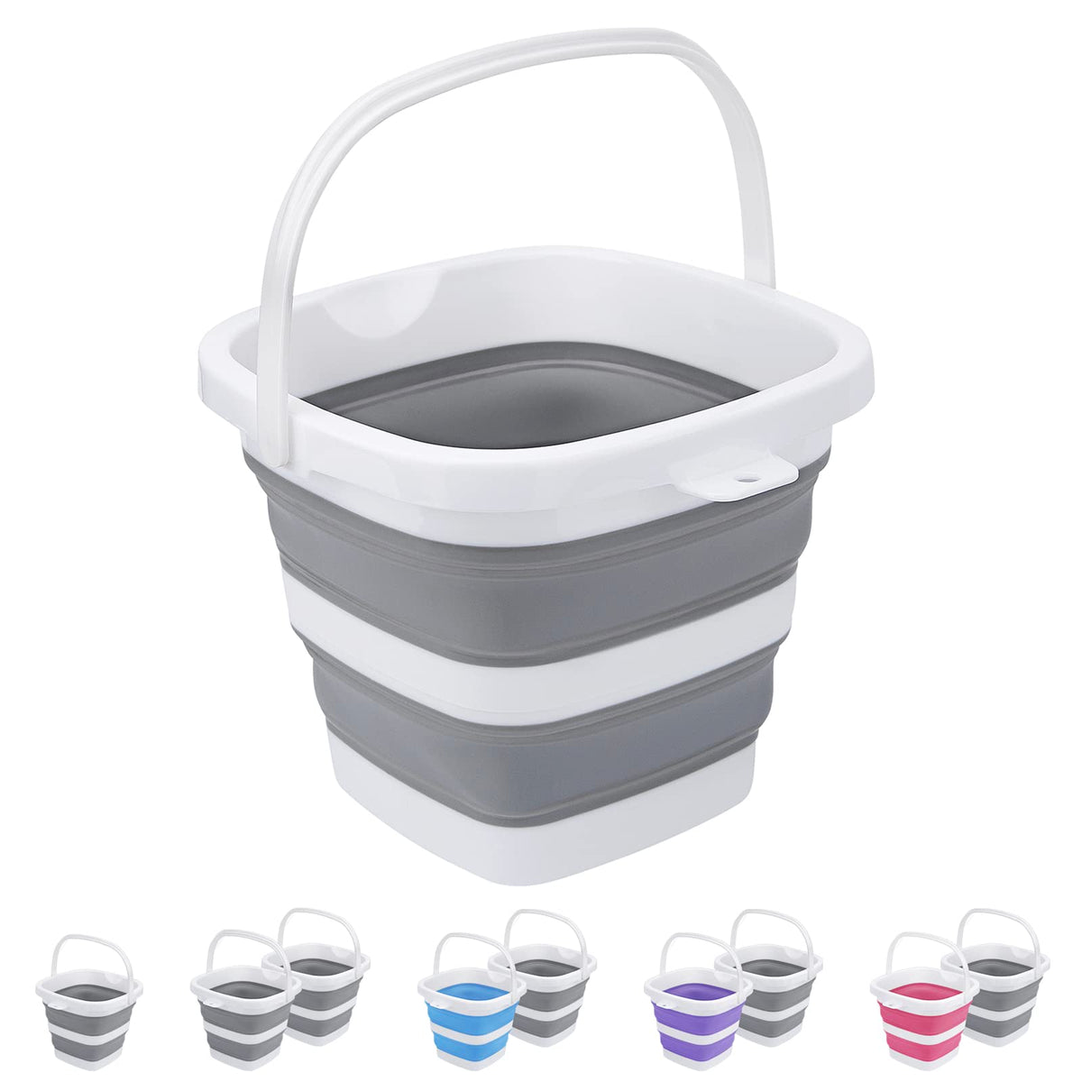 Craftend Faltbarer Eimer, 5L 1.3 Gallonen Kleine Putzeimer für Haushalt, Outdoor, Autowäsche, Wanne, Kunststoff, faltbar, tragbar, Camping, Strand, Sand, Wassertopf, Eimer, platzsparend, quadratisch