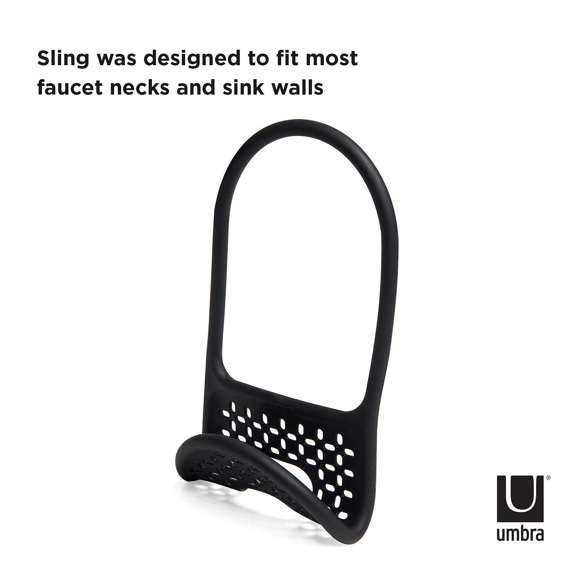 Umbra Sling Kitchen Sink Accessory, Single-Sided Sponge Holder, Black
