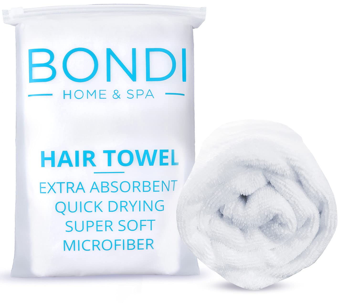 Bondi SPA Mikrofaser-Haarhandtuch – trocknet Haare 50 % schneller – Anti-Frizz – stark saugfähig und superweich – XL (42 x 22) – Rechteckig