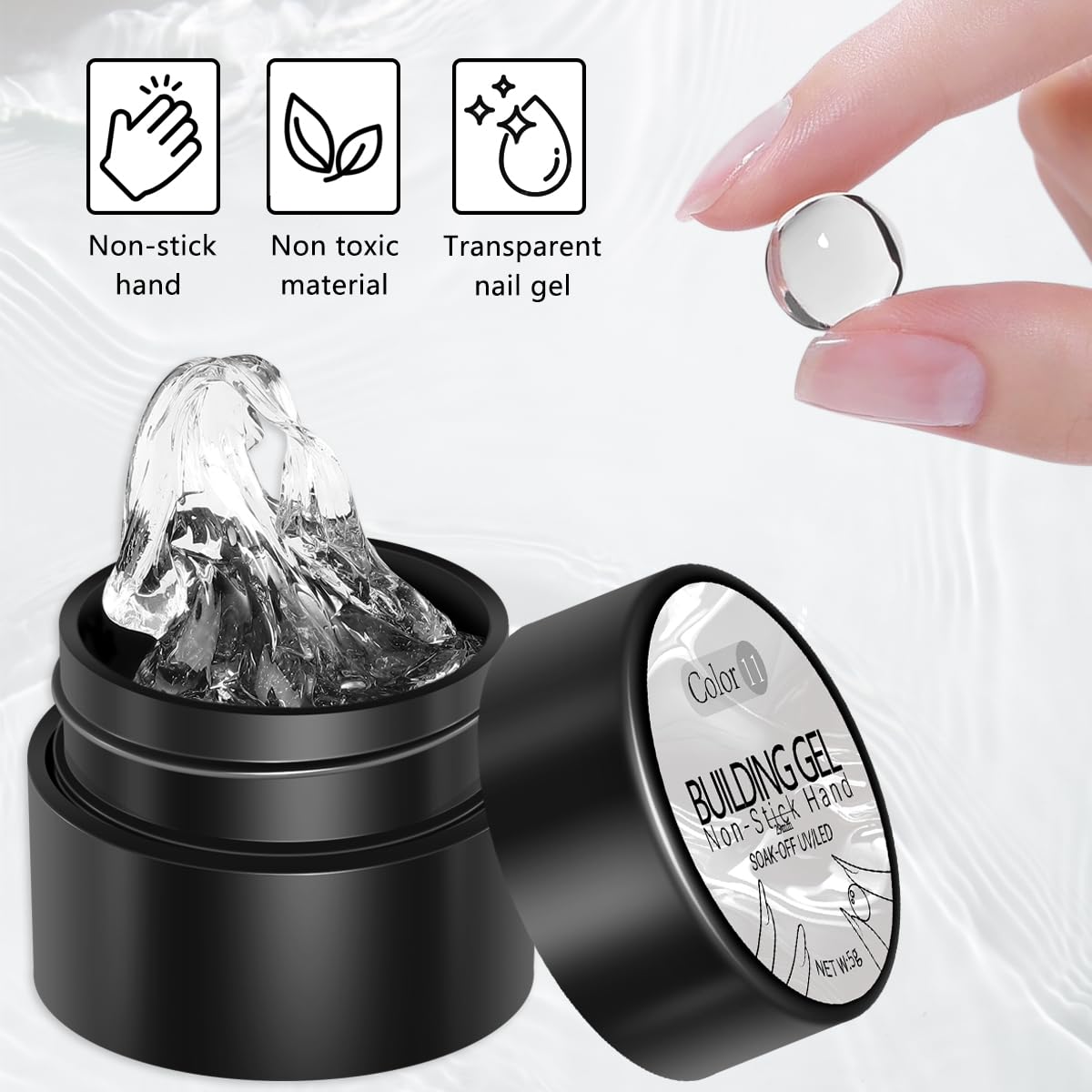 Fcozpjk 2PCS Clear 3D Sculpting Gel Kit - Non-Sticky Hand Carving Gel with Silicone Pen for Nails 3D Flowers Nail Design Manicure Salon Supplies