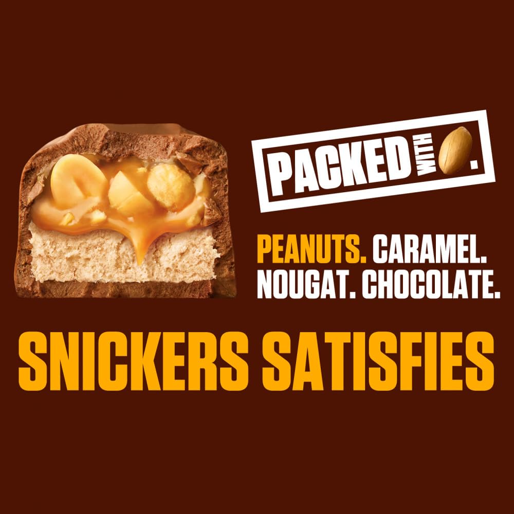 SNICKERS Full Size Milk Chocolate Candy Bars, 1.86 oz, 48 ct Box Chocolate Candy