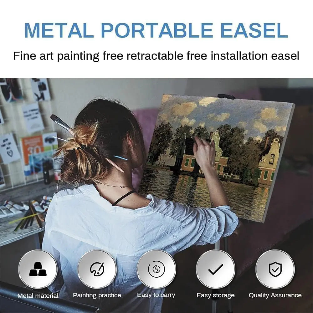 Art Easel Stand for Painting and Sign - RRFTOK Aluminum 66 Inch Metal Tripod Adjustable Portable Easels for Display - Canvas Stand for Table Top Floor Drawing for Artists Adult Holder or Teen
