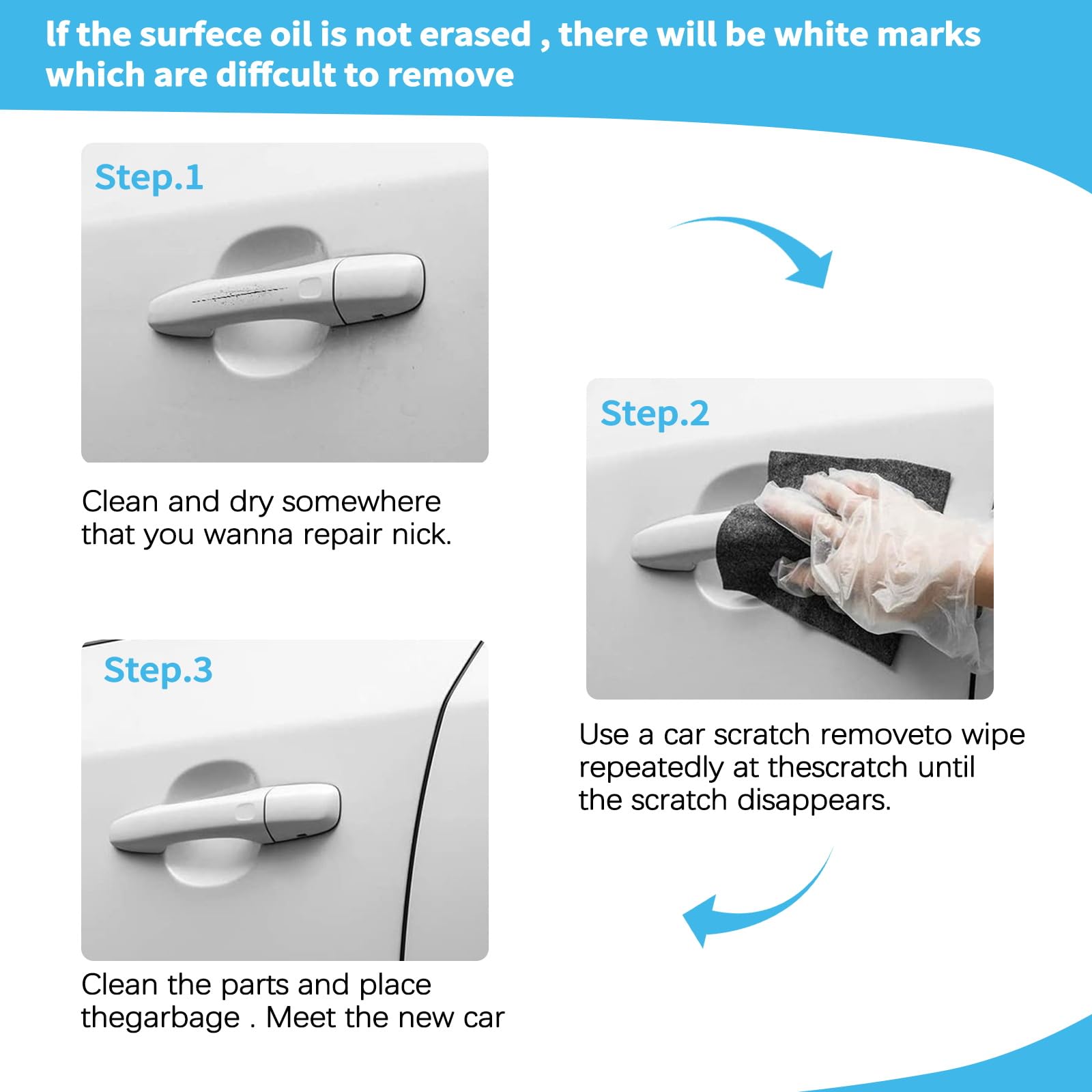 Nano Sparkle Cloth Car Scratch Remover - Advanced Nano Scratch Fix Tool - Easily Removes Small Scratches, Swirls, Residue & Water Spots - Restores Car Paint to Original, Like-New Shine 3Pcs