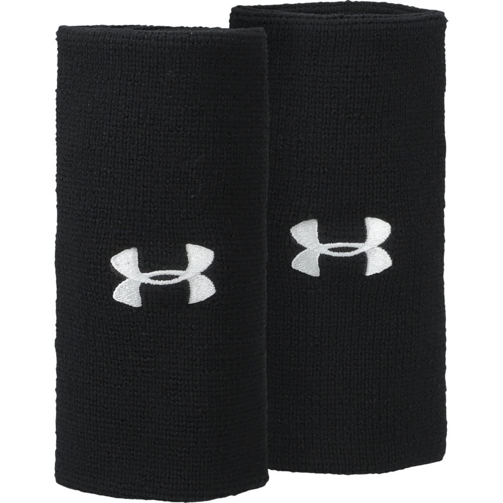 Under Armour Unisex-Adult 6-inch Performance Wristband 2-Pack , Black (001)/White , One Size Fits All