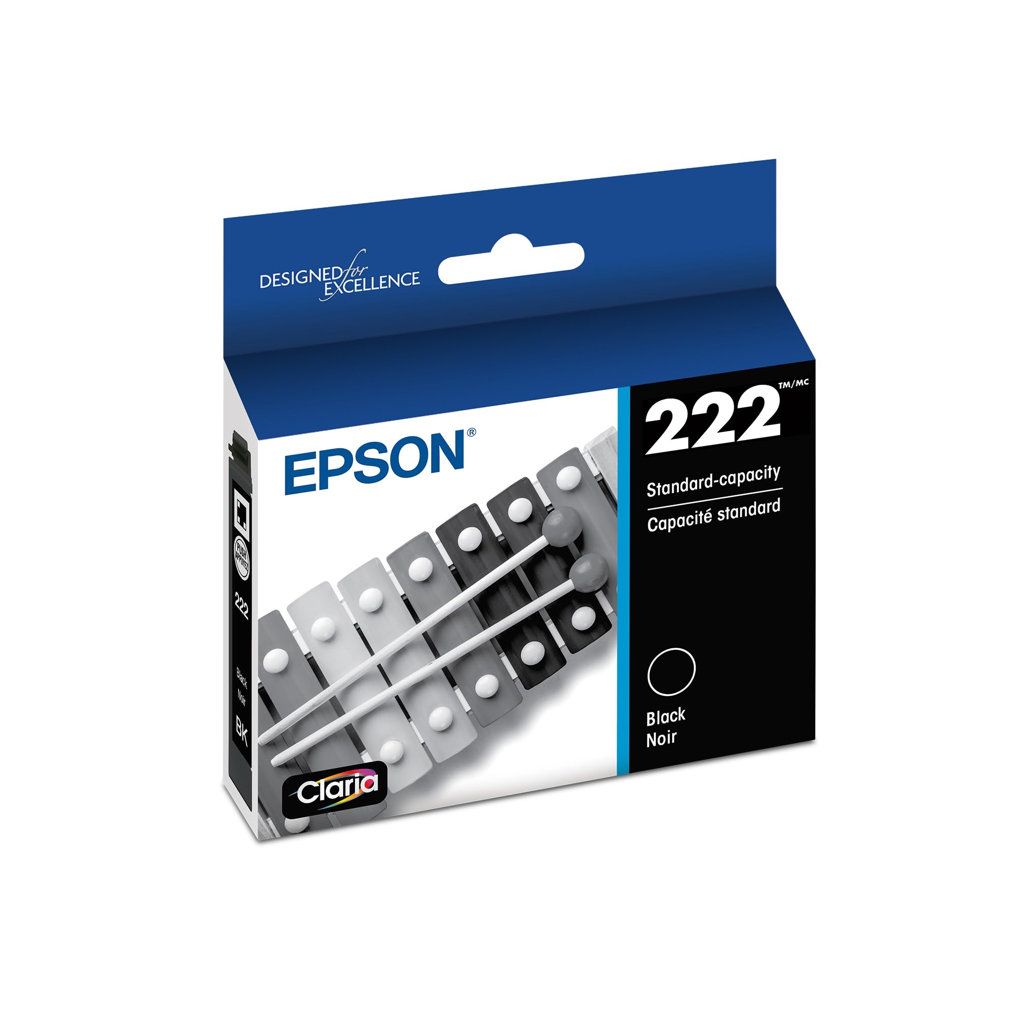 خرطوشة حبر إبسون 222 كلاريا بالحبر الأسود قياسية السعة (T222120-S) تعمل مع Workforce WF-2960، و Expression XP-5200