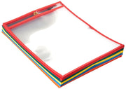 Amazon Basics Heavy Duty Dry Erase Ticket Holder Pockets with Clear Plastic Film and Multicolored Fabric Edge, 8.5" X 11", Pack of 25