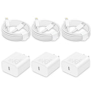 i Phone Charger Fast Charging-20W USB-C Block with 6 Ft Cord [MFi Certified] Compatible with i Phone 14/13/12/11/X Series, i Pad & More [3 Pack]