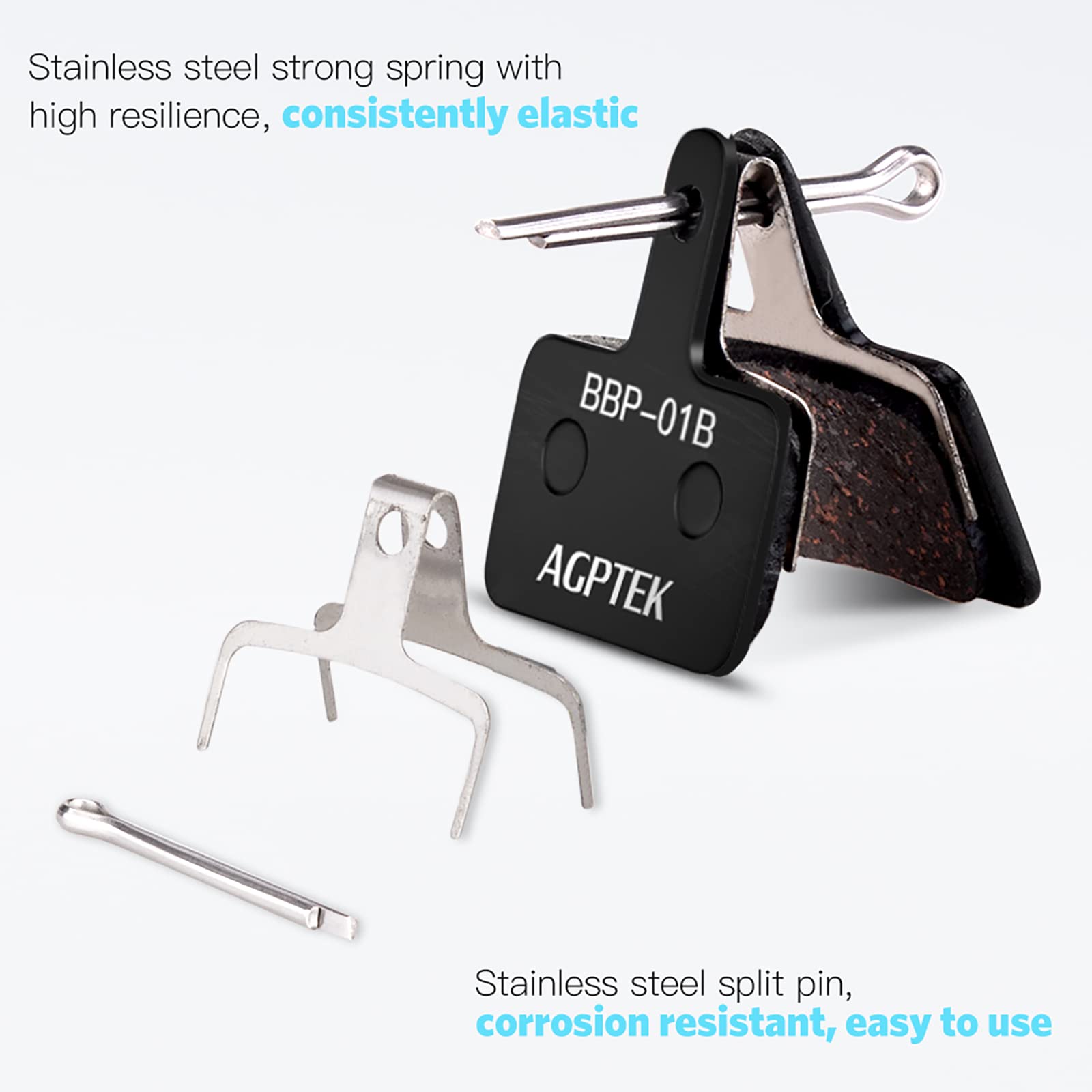 AGPTEK Bike Brake Pads, High-Performance Brake Pads, Disc Brake Pads & Spring for Mountain Bike Disc Brakes,Bike Pads Compatible with TRP Tektro Shimano Deore Br,(Semi-Metallic, Black)