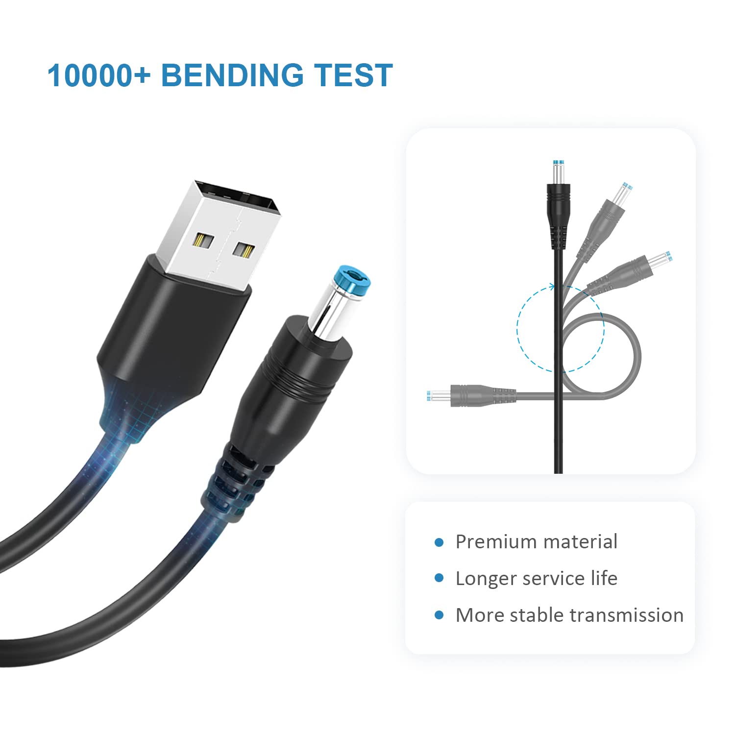 Powseed 5V Universal DC Power Cable, USB to DC Charging Cord with 13pcs Adapter Plugs for Webcam Router, Power Bank, Toy, Recorder, Bluetooth Speaker, Scanner, DVR, Hard Disk Box, USB-HUB etc.