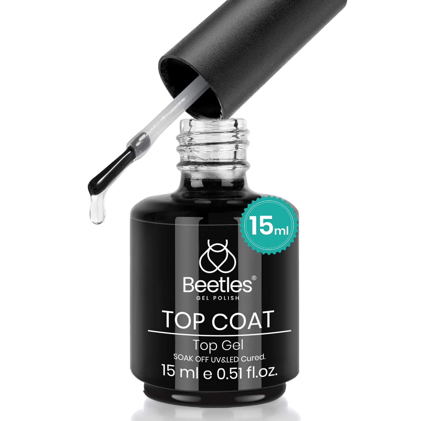 beetles Gel Polish No Wipe Gel Top Coat - Klarer Überlack für Gel-Nagellack, glänzendes Finish und langanhaltend, zum Ablösen mit UV-Lampe, 15 ml Herbstgeschenke für Mädchen