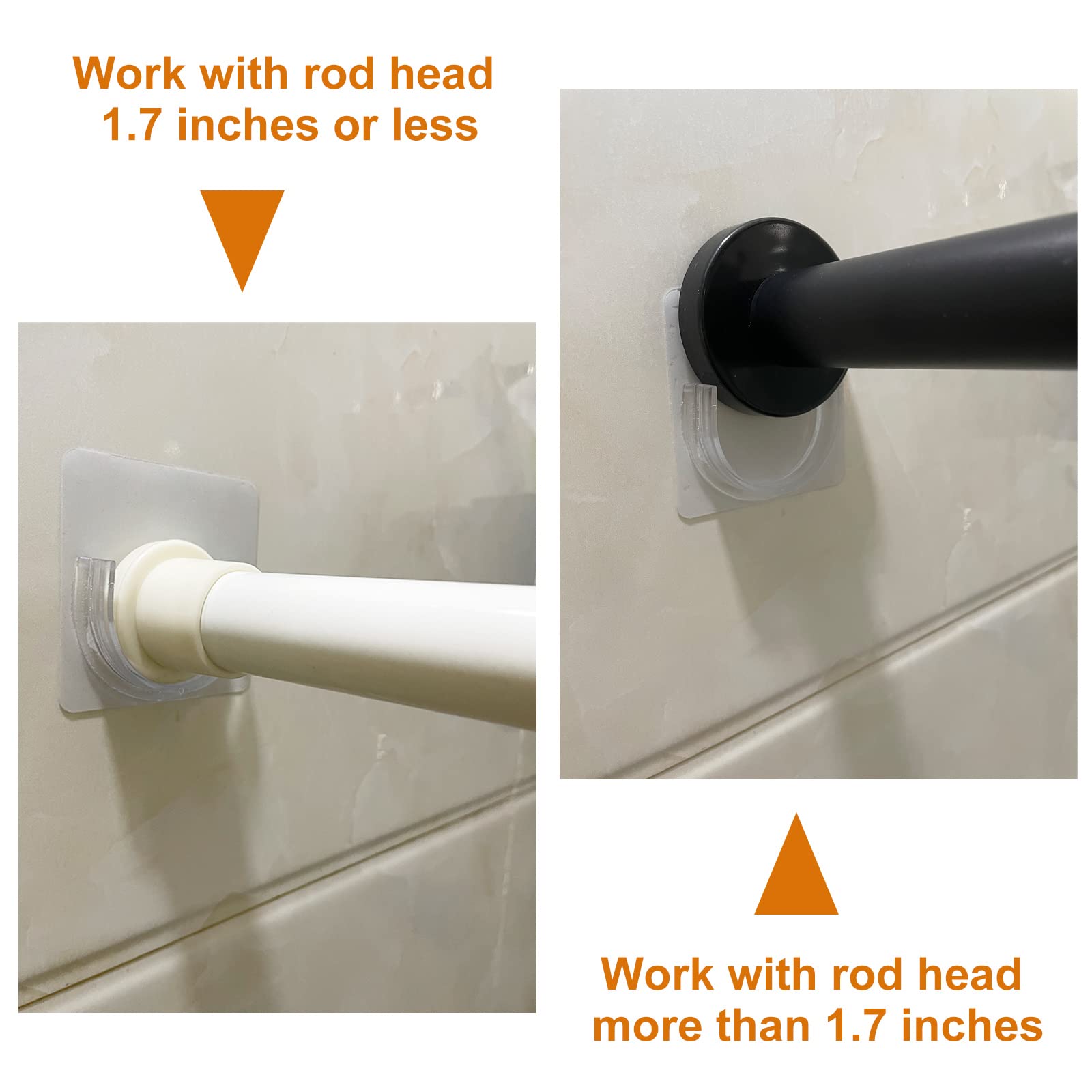Venupple Shower Rod Holder, Tension Curtain Rod Bracket No Drilling, Adhesive Shower Rod Retainer Shower Curtain Rod Holder | Shower Curtain Rod not Included