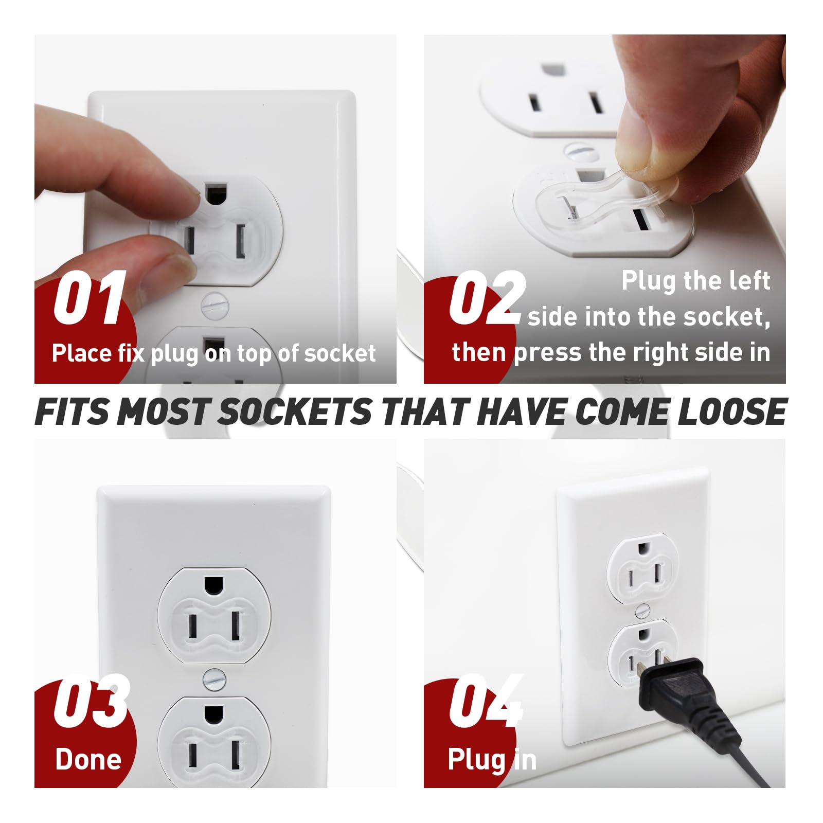 15-Pack Loose Outlet Fix Plug - Ensure Secure Connection for Power Plugs - Socket Extender Prevents Loose Socket Issues - Easily Fix Loose Outlets - Won't Fall Out or Cut Off Electricity