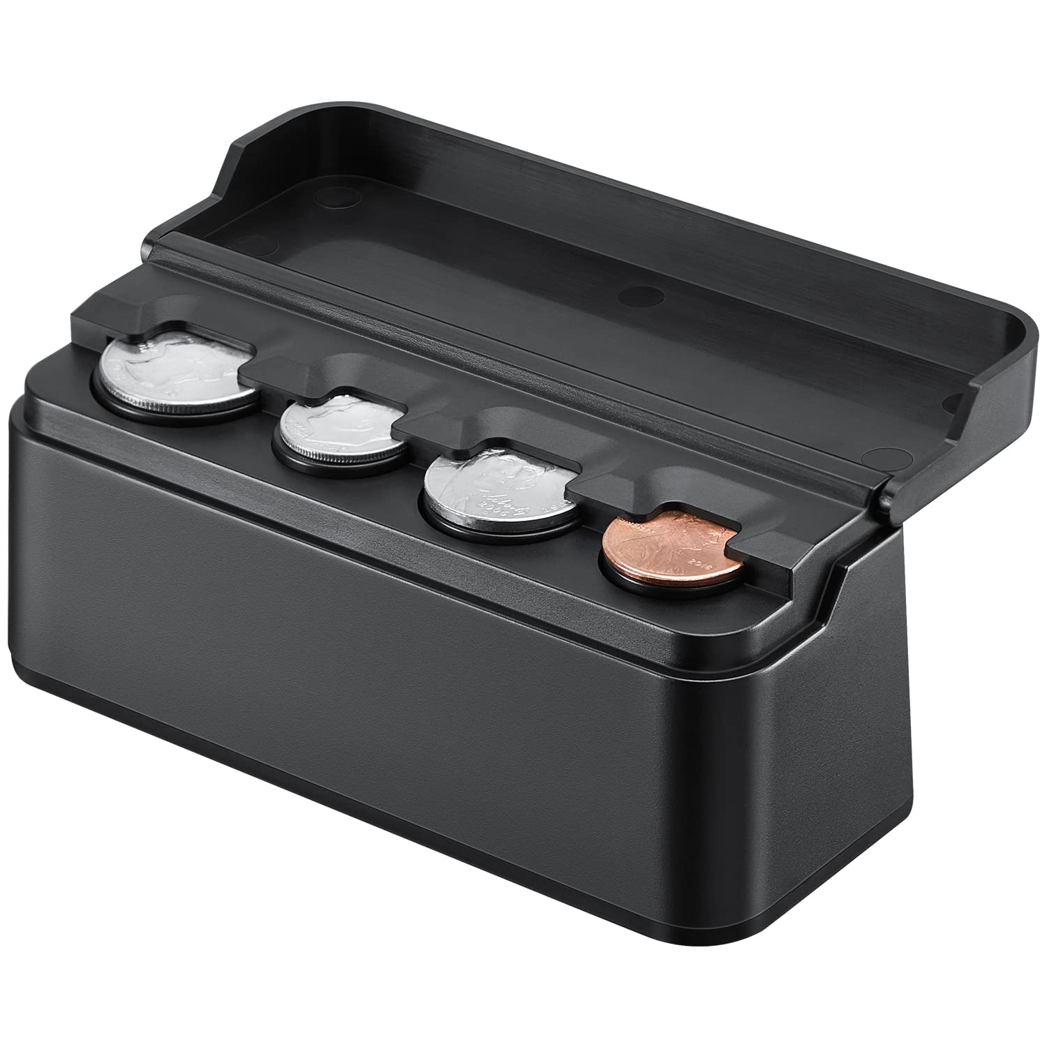 JOYTUTUS Coin Holder for Car Change Organizer Universal Storage Coin Money Dispenser Fit for Most Car Trucks Accessories(Black, 1 Pack)