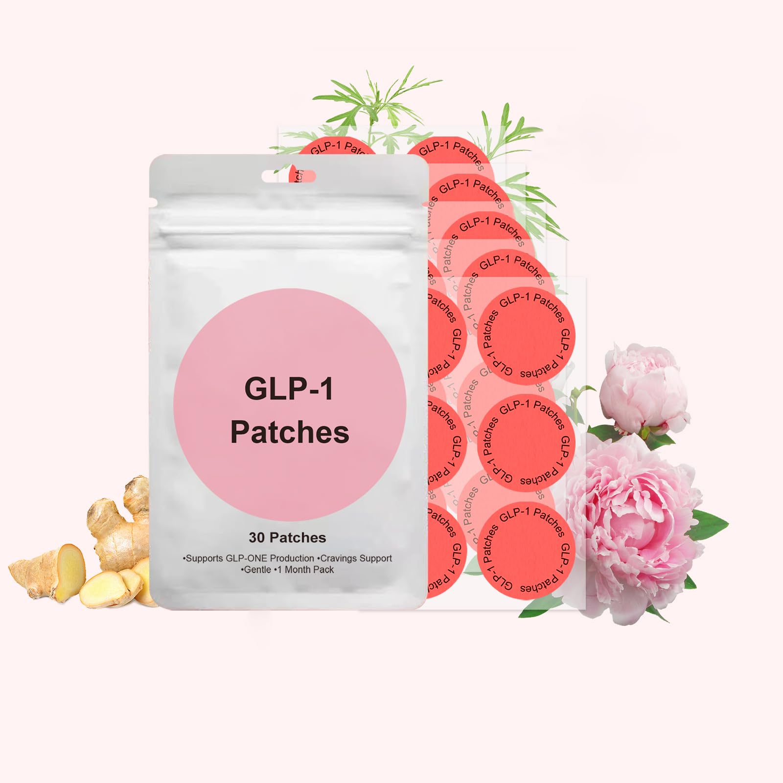 USHJNV GLP-1 Patch -8-Hour Long-Lasting Formula Support - Suitable for Men and Women's Body Care Patches - can be Applied to Various Parts of The Body -30 Pieces Set.